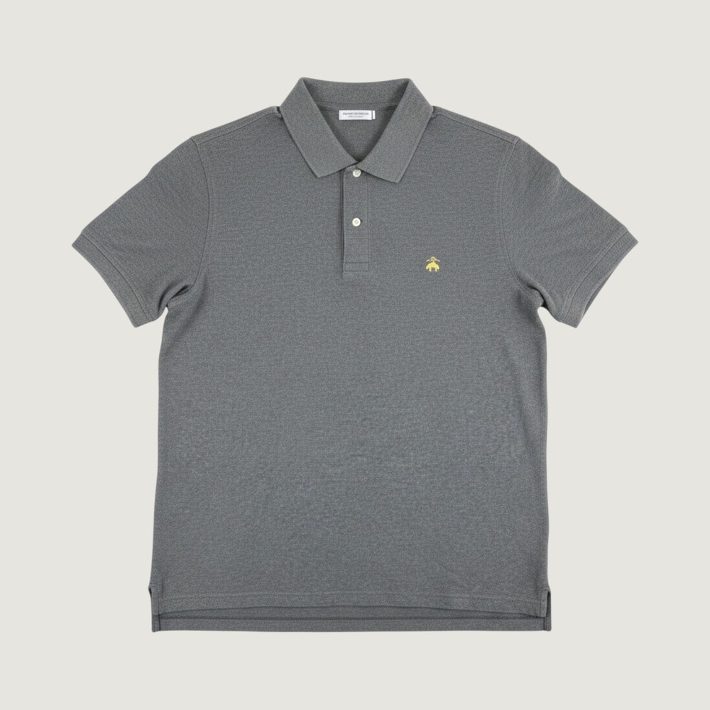 Y2K Brooks Brothers Polo M XL Gray Slim Fit Cotton Short Sleeve Performance 1818